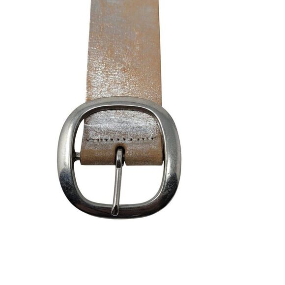 Aeropostale Western Studded Rhinestone Leather Belt Sz S Tan Metallic Silver‎ - Picture 4 of 11